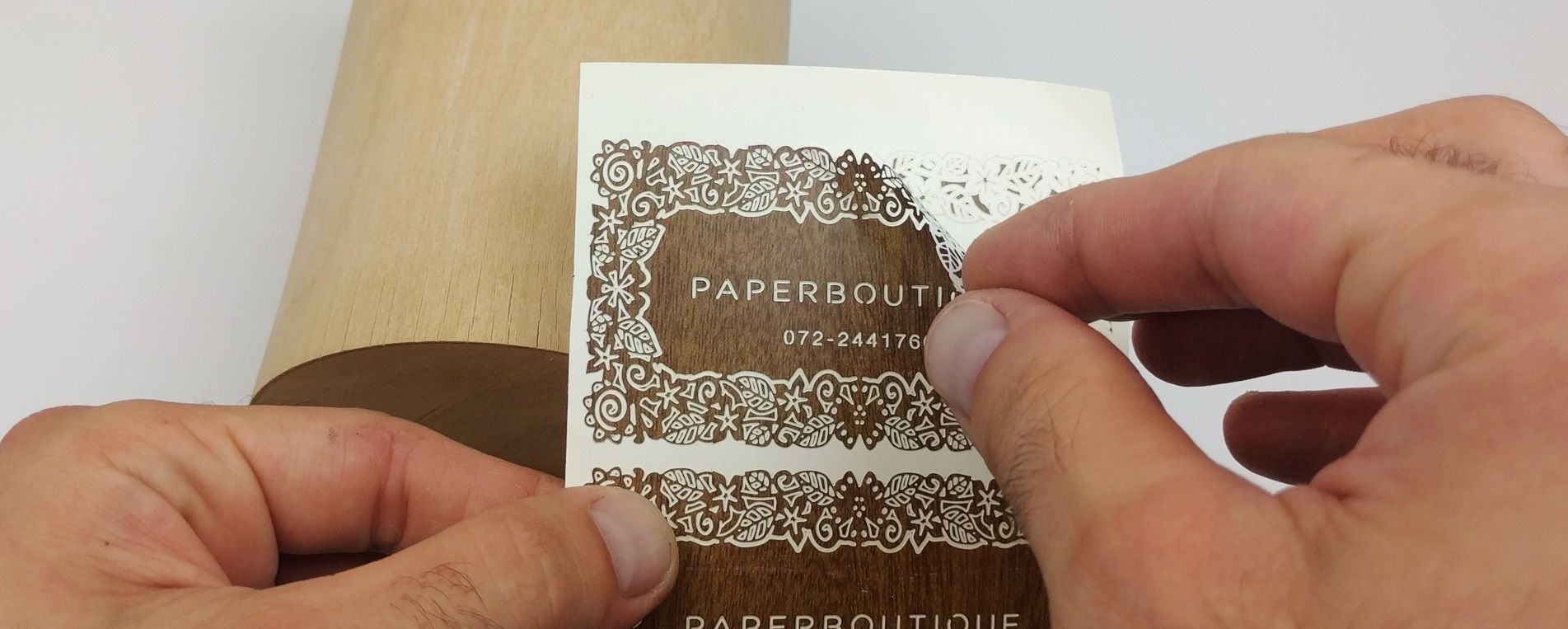 Printed and laser cut lace sticker for packaging and branding