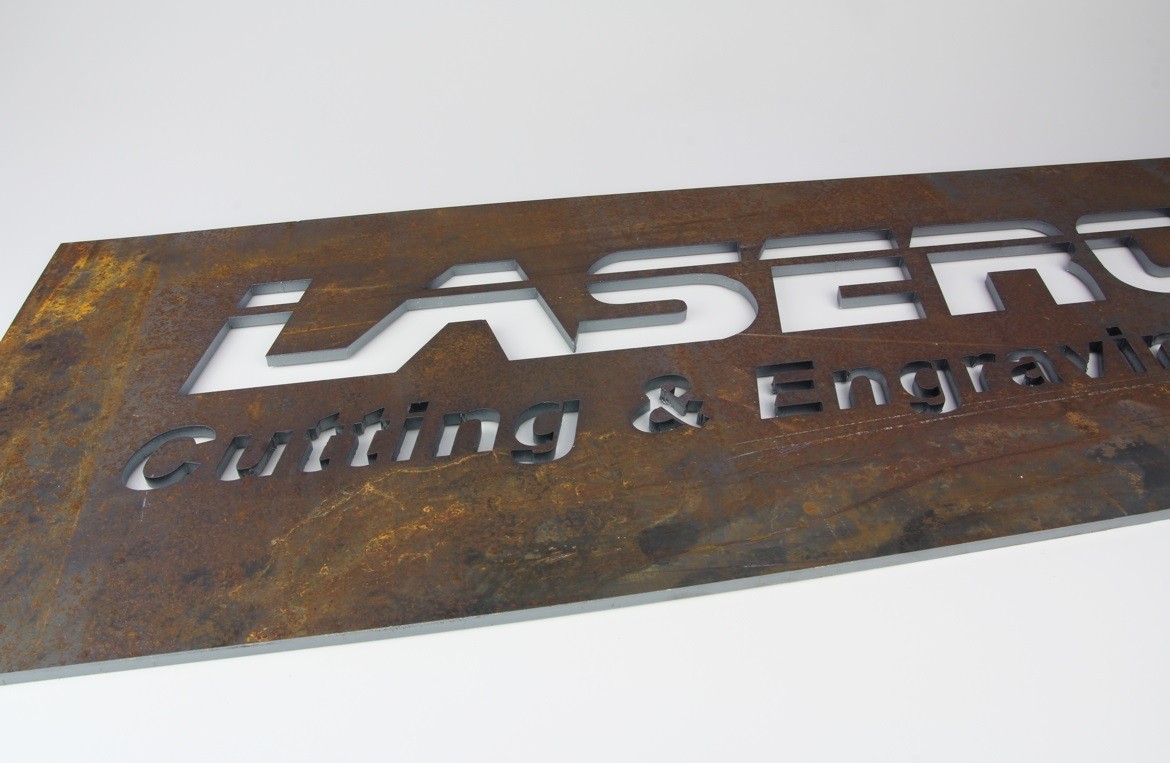 Mild steel sign. Execution and photography: Lasercat 4 - Laser cutting solutions