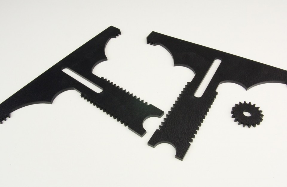 Laser cutting of a product parts made of black ABS 3mm thick