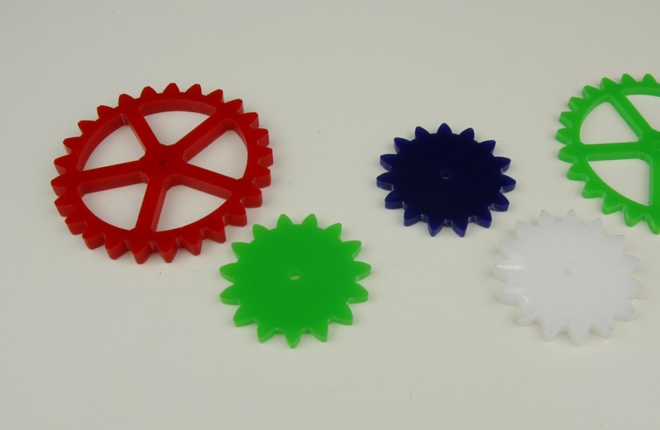 Laser cutting of acrylic - mechanicl gear wheel