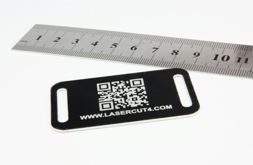 Laser Cutting and marking of aluminum tag - aluminum tag QR code 