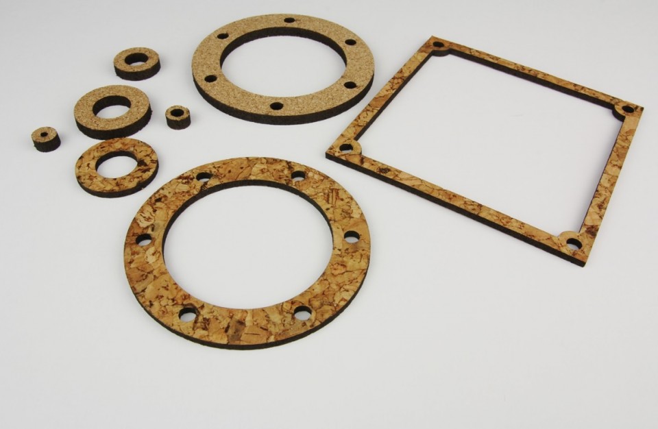 laser cutting of gaskets made of cork - 4 mm thick
