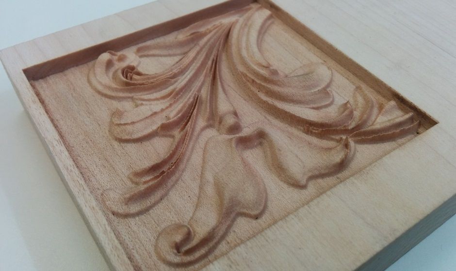 Laser cutting of Three-dimensional decorative element in maple wood